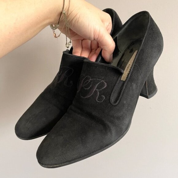 Vintage Sonia Rykiel Black Suede Loafer Heels - 5.5, Made in Italy 🇮🇹 - Picture 5 of 10